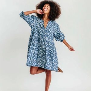 Mirth Caftans Anguilla Dress in Indigo Mosaic